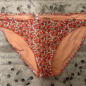 Aerie Red and Orange Floral Bikini Bottoms